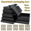Caja de embalaje negra de 5/10/20 piezas, caja de cartón para entrega exprés, caja de regalo pequeña, Caja postal de cartón